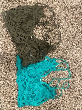 Free People Lace Bralettes in Olive Green and Teal
